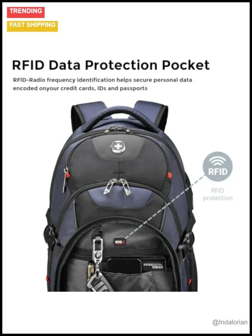 Laptop Backpack with USB Charging Port, RFID Protection, 31L
